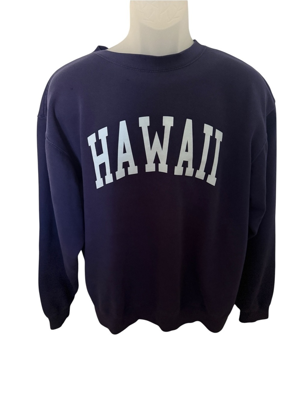 Hawaii Mahina Navy Blue Crewneck Women Sweatshirt One Size Oversized